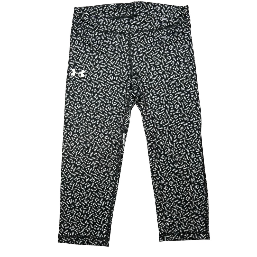 Under Armour Youth Size Medium Black Geometric Print‎ HeatGear Athletic Leggings